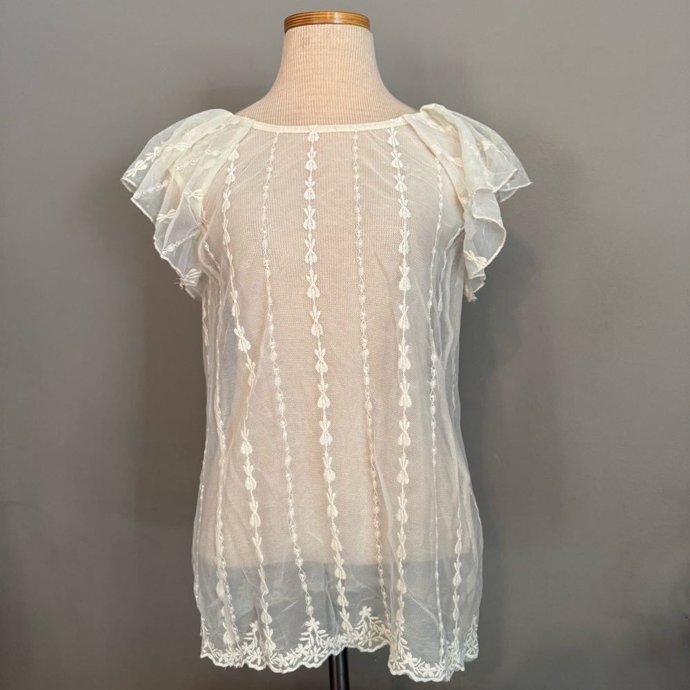 Lace Flutter Sleeve Top Adiva